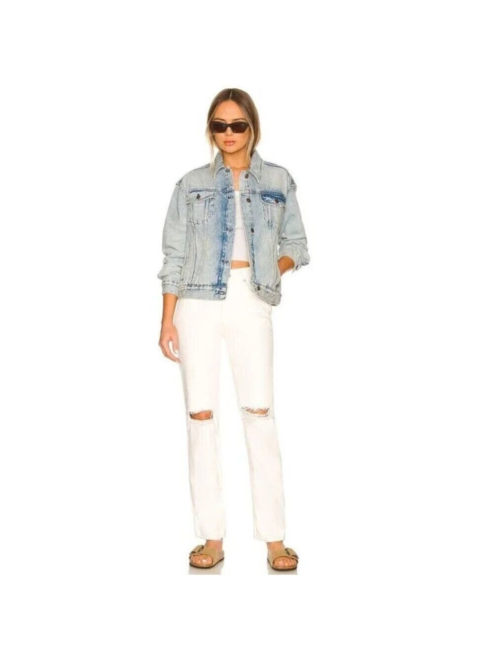 New Free People The Lasso Jean in White Lightening size 26